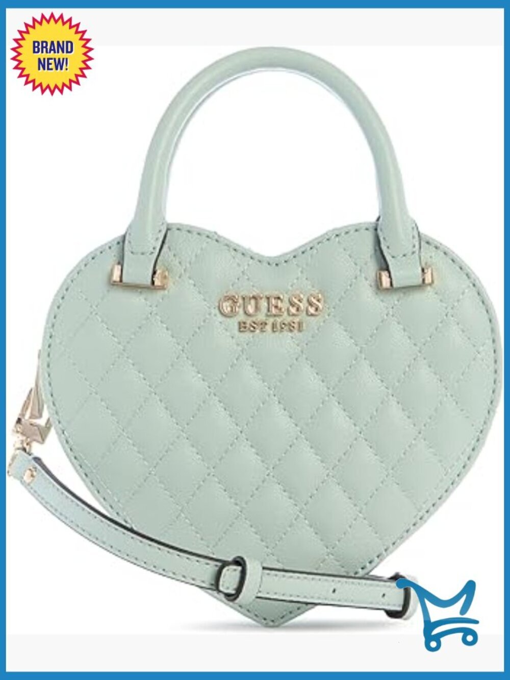 Quilted PU Heart Satchel with Detachable Crossbody Strap